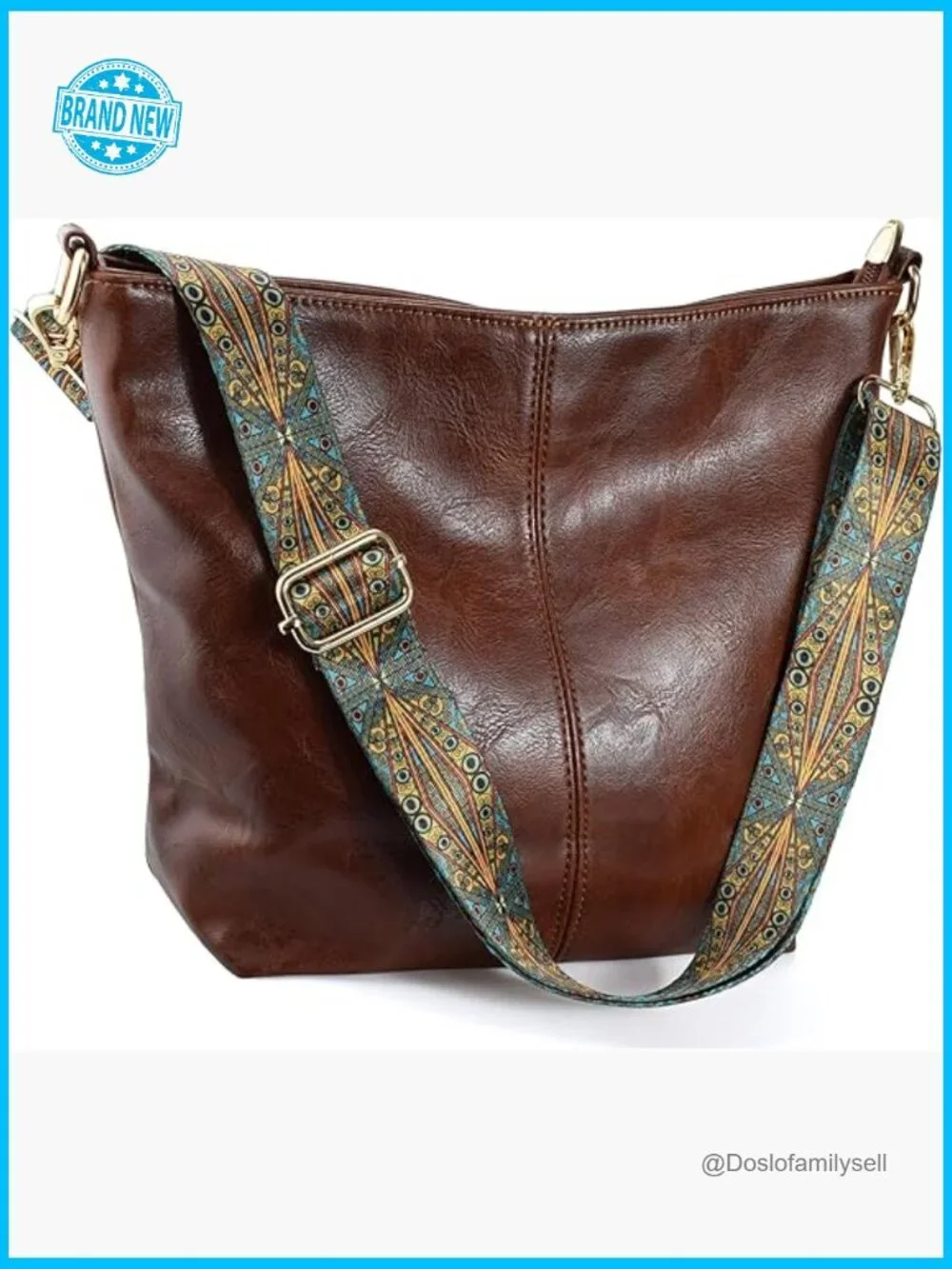 Vegan Leather Hobo Crossbody Bag Adjustable Guitar Strap Shoulder Purse Zipper